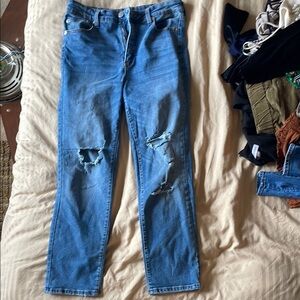 Distressed Blue Jeans